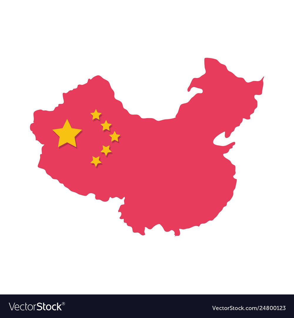 Map China With Flag Isolated Icon Royalty Free Vector Image