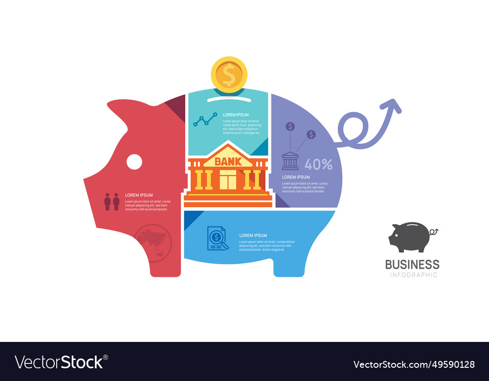 Banking small business infographic piggy bank Vector Image