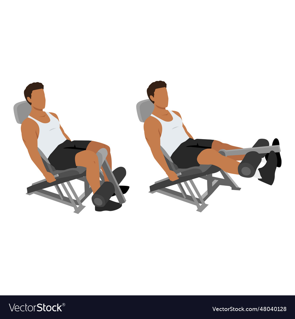 Man Doing Seated Machine Leg Extensions Exercise Vector Image