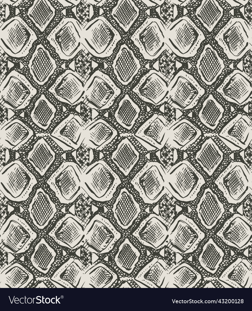 Seamless pattern with hand drawn python Royalty Free Vector