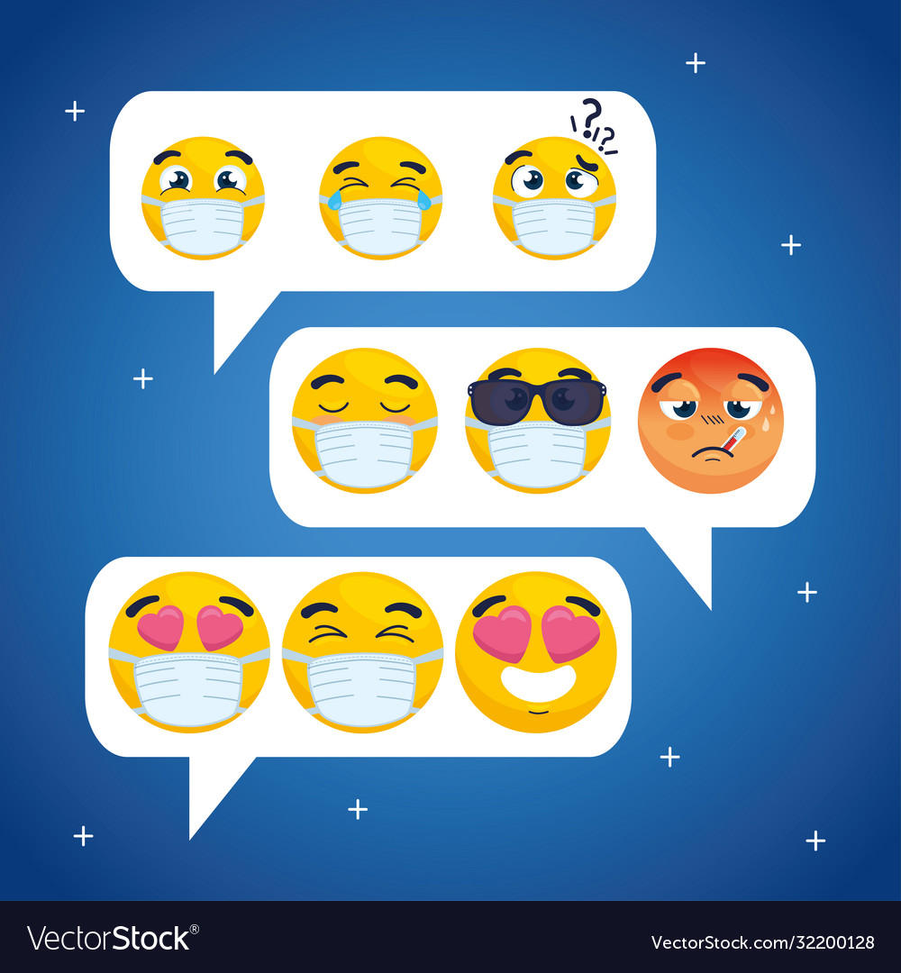 Set emojis in speech bubbles balloons text Vector Image