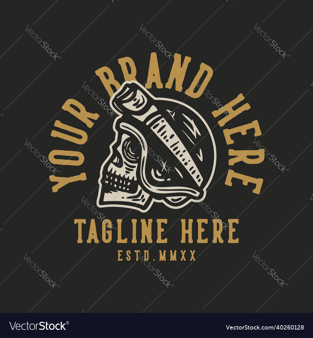 Skull wearing helmet vintage t shirt design Vector Image