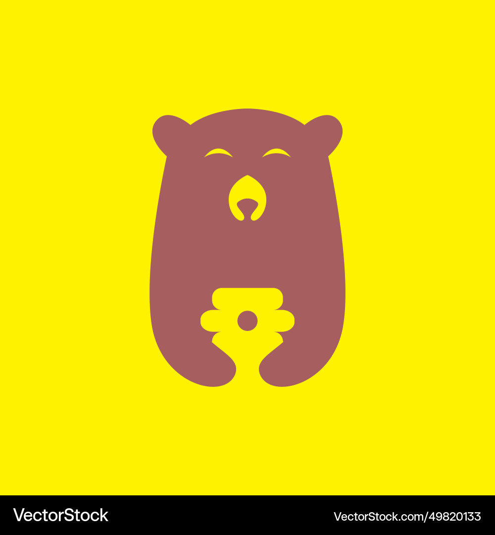 Bear cute flat icon logo design Royalty Free Vector Image