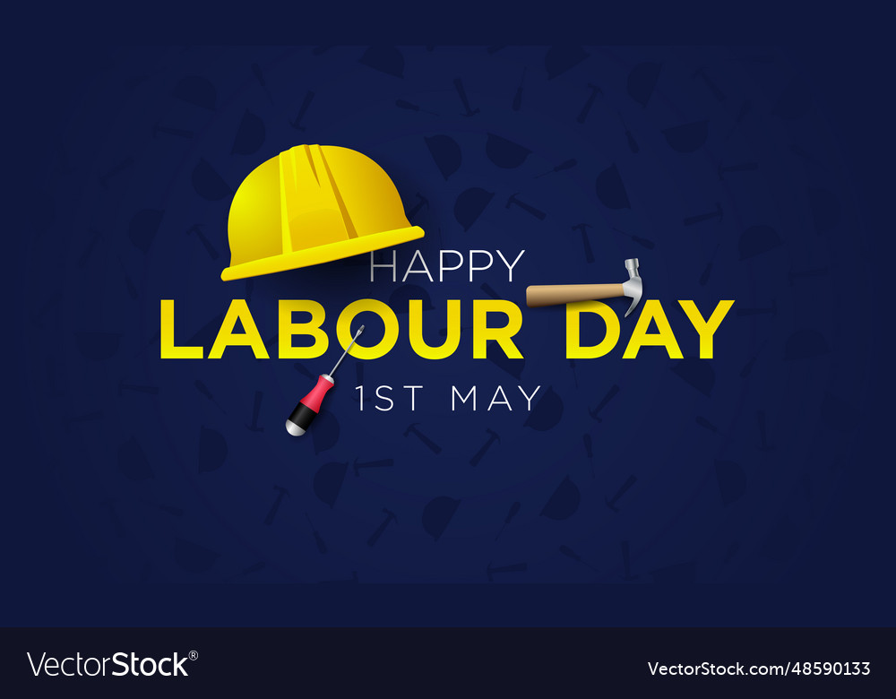 Labour day background design with helmet hammer Vector Image