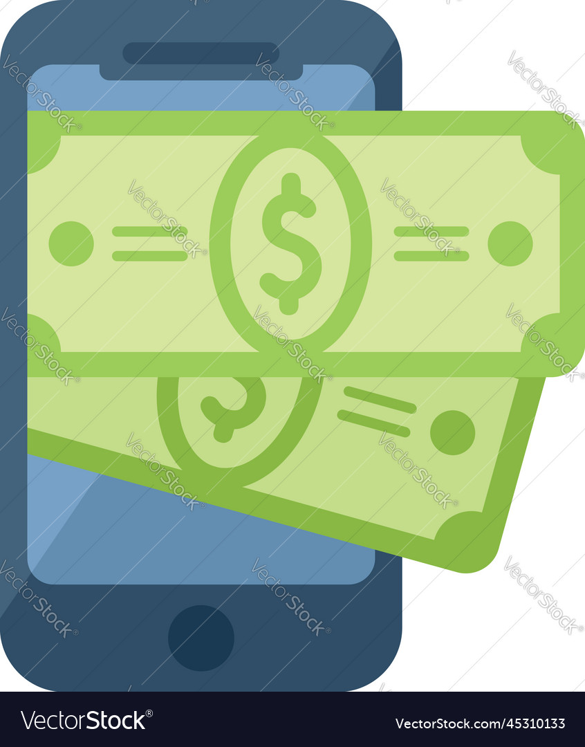 Mobile Cash Icon Flat Media Business Royalty Free Vector