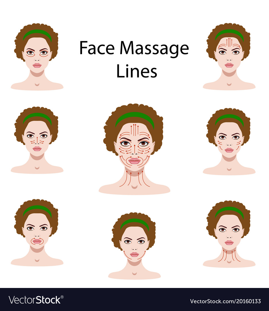 Set of face massage Royalty Free Vector Image - VectorStock