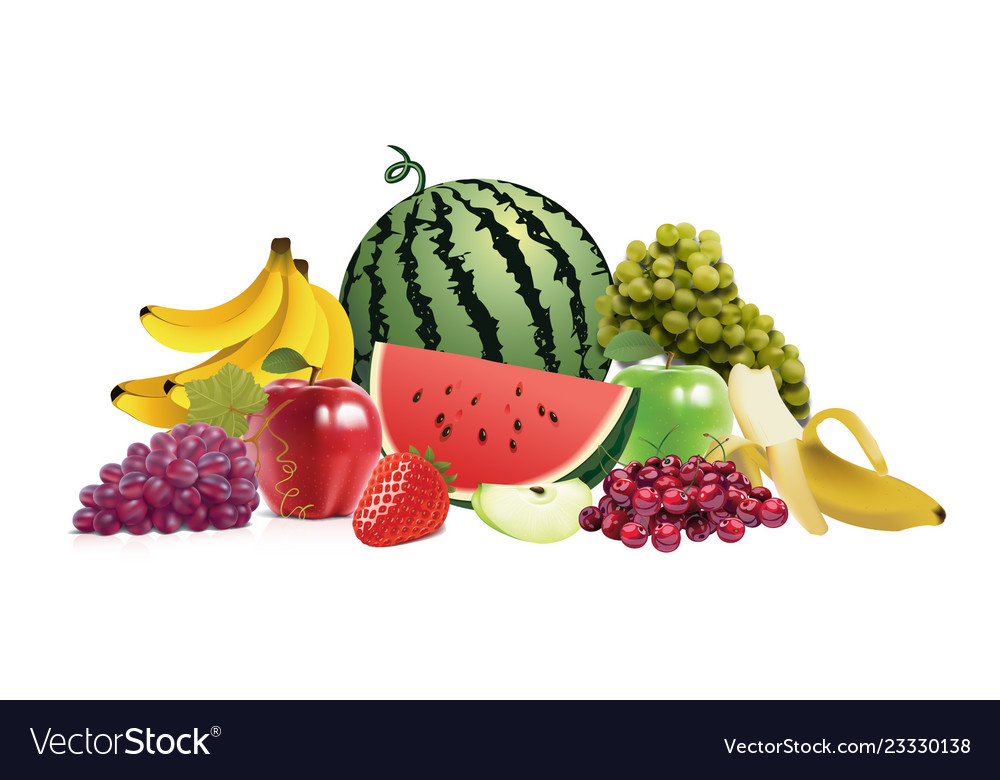 Assorted fruits 01 Royalty Free Vector Image VectorStock