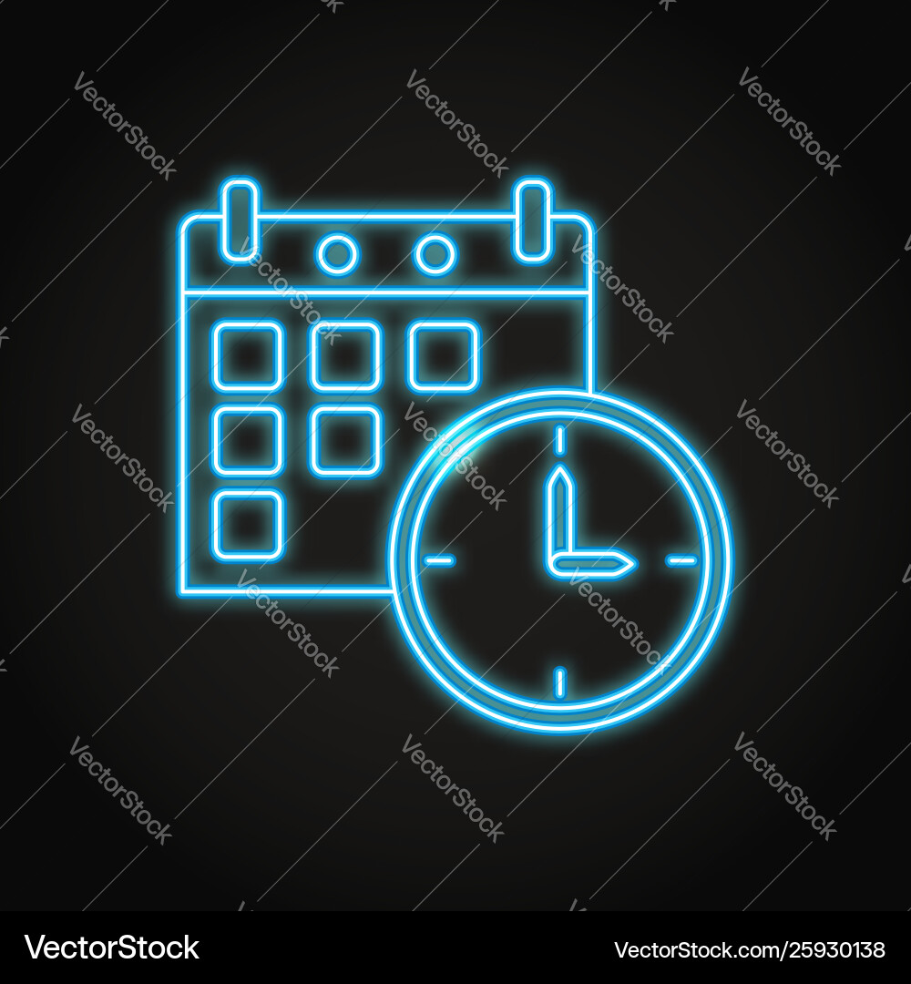 Date and time schedule concept icon in neon line Vector Image