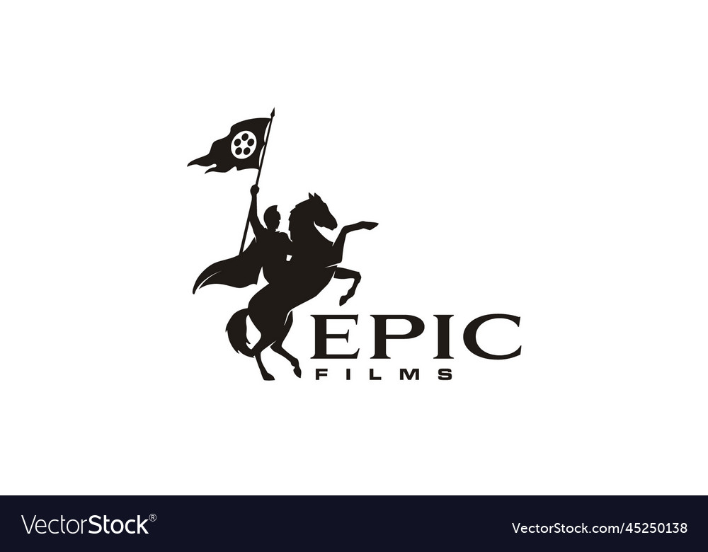 Film reel horse knight horseback movie cinema logo vector image Film reel horse knight horseback movie cinema logo