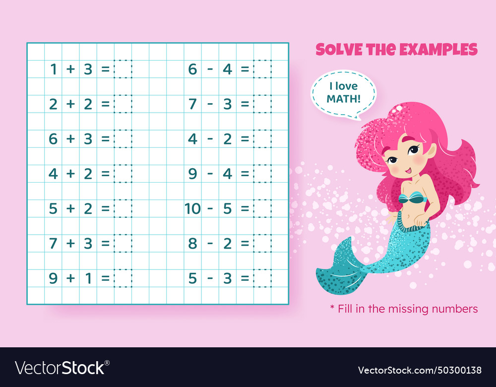 Math game for kids addition and subtraction Vector Image