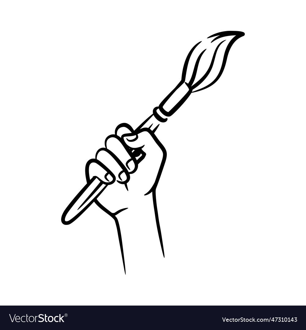 A fist hand holding decorators paintbrush Vector Image