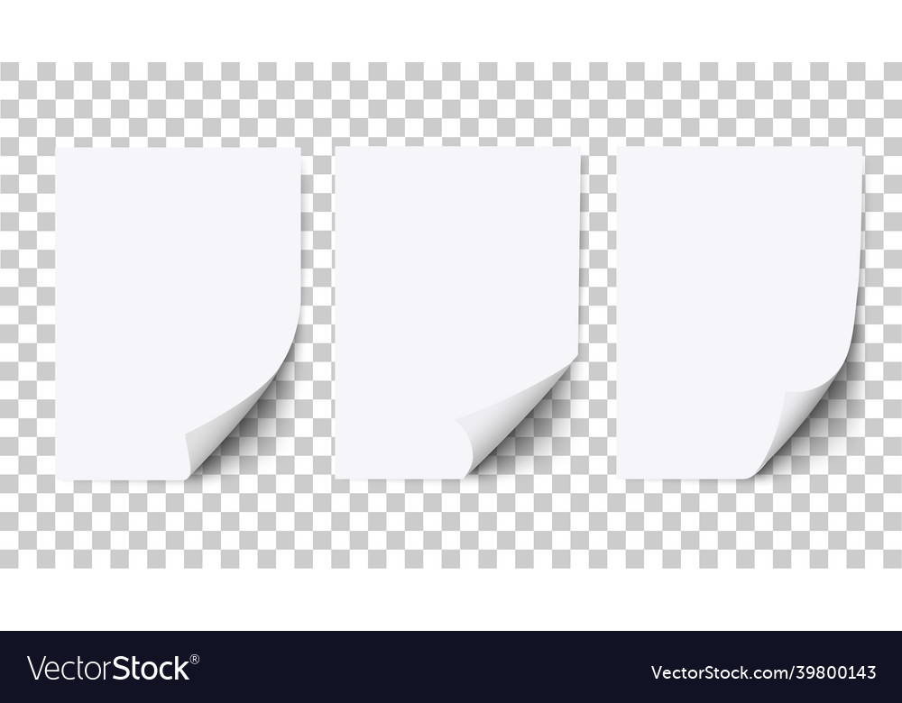 Empty sheet of white paper with curled corner vector image Empty sheet of white paper with curled corner