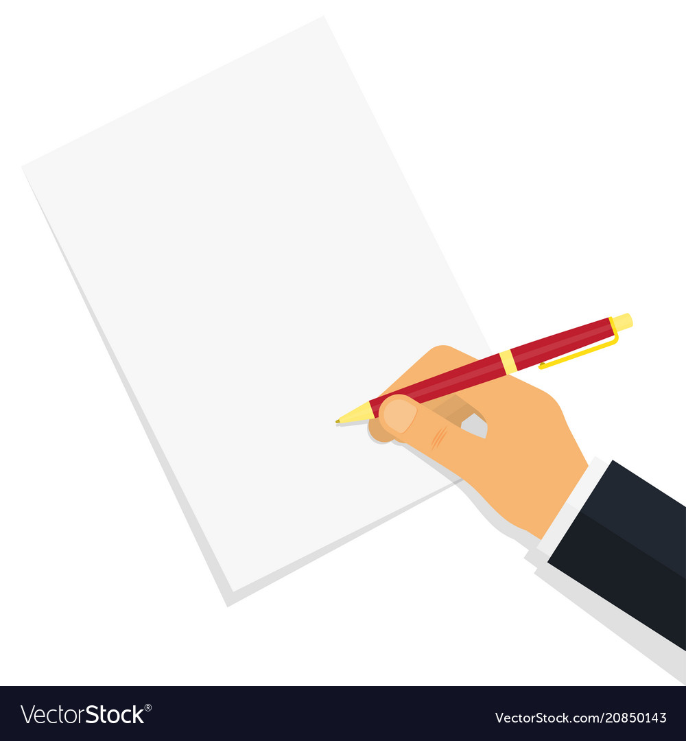 Hand writing something on the paper sheet Vector Image