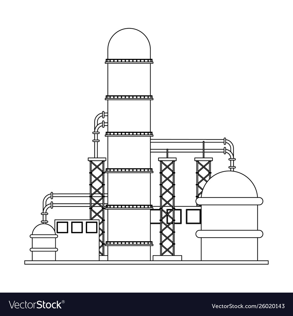 Petroleum oil refinery plant with machinery Vector Image