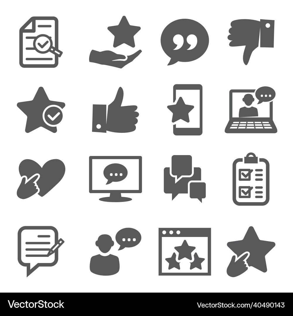 Review icons set on white background Royalty Free Vector