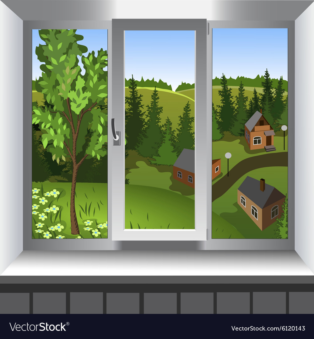 View from window of landscape of Summer Royalty Free Vector