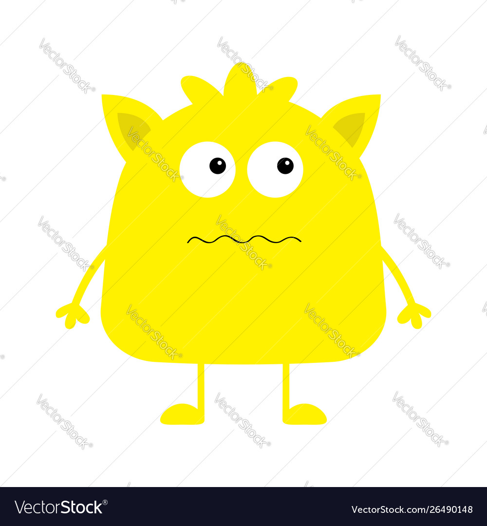 Cute yellow monster icon happy halloween cartoon Vector Image