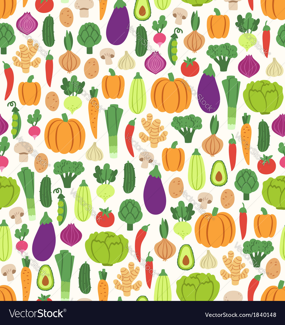 Flat vegetables pattern Royalty Free Vector Image