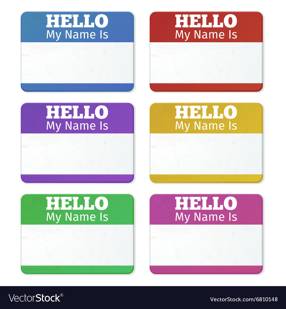 Hello my name is introduction cards labels and Vector Image