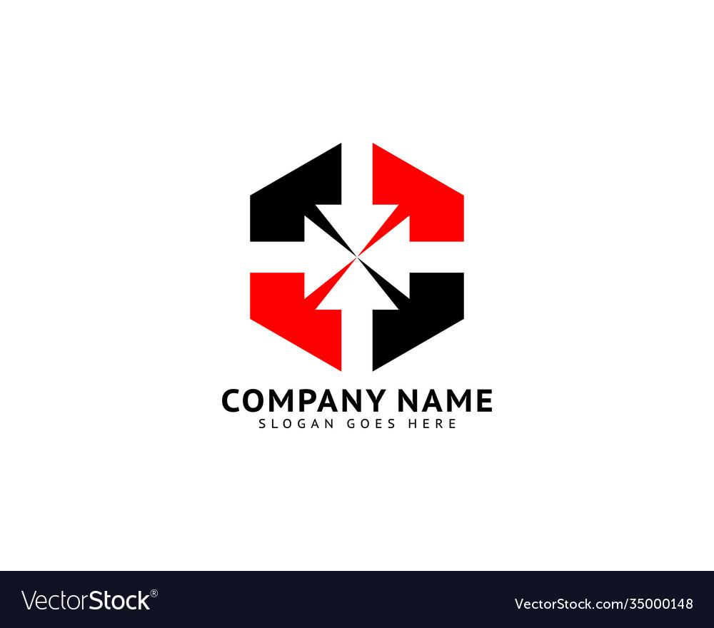 Hexagon arrow logo design concept Royalty Free Vector Image
