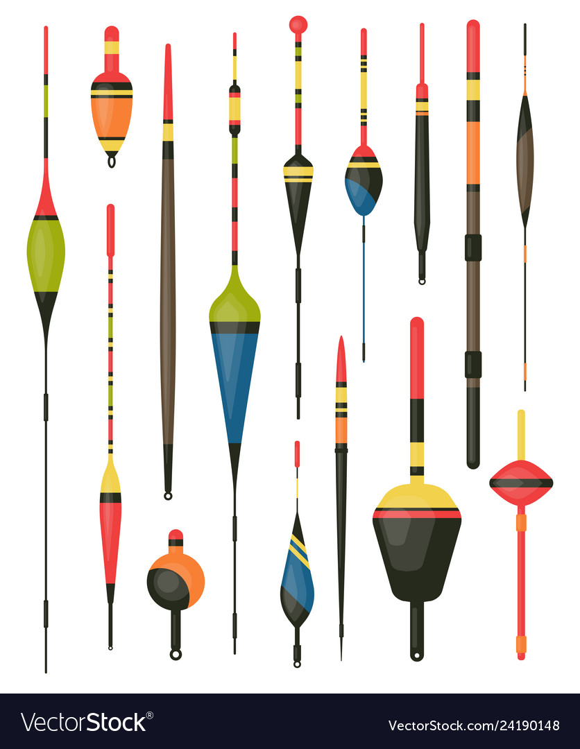 Set of isolated bobber or fish hook tackle float Vector Image