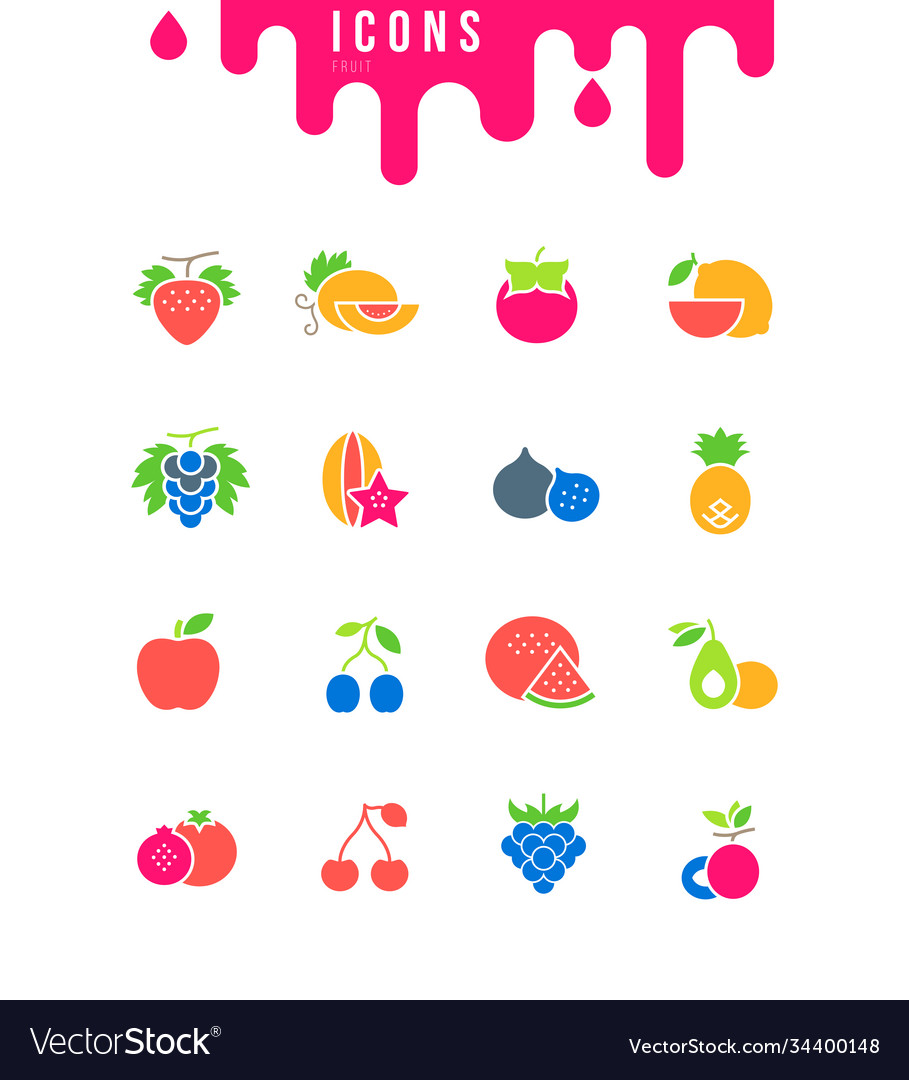 Set simple icons fruits Royalty Free Vector Image