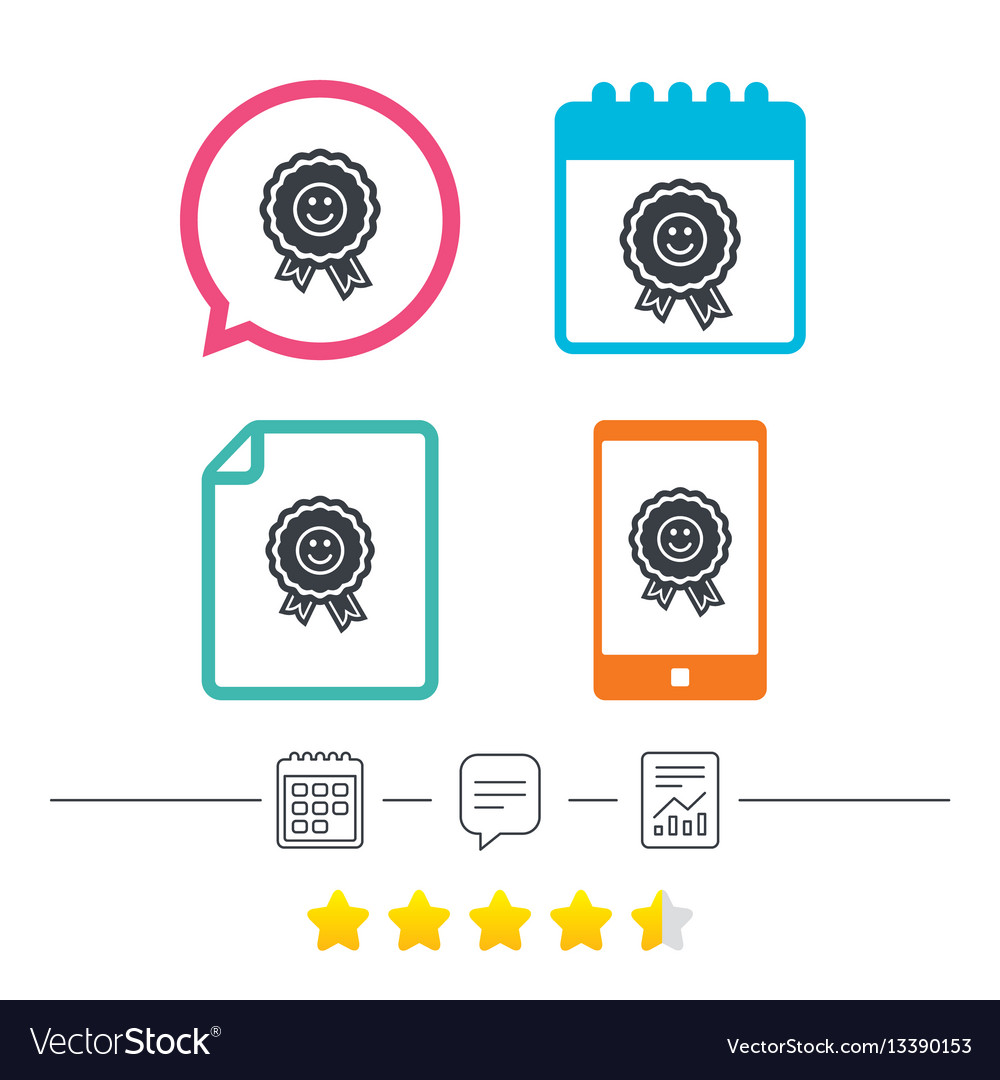 Award smile icon happy face symbol Royalty Free Vector Image