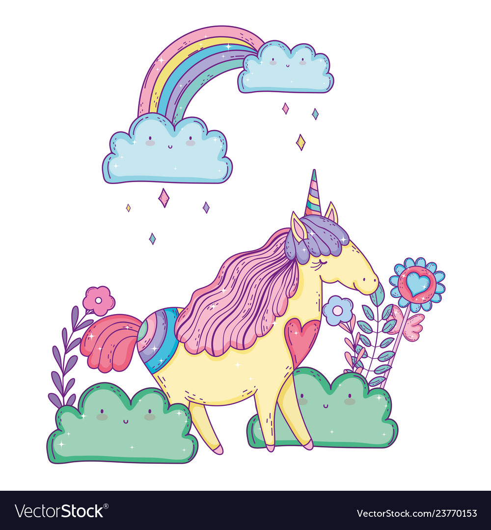 Beautiful little unicorn with rainbow Royalty Free Vector