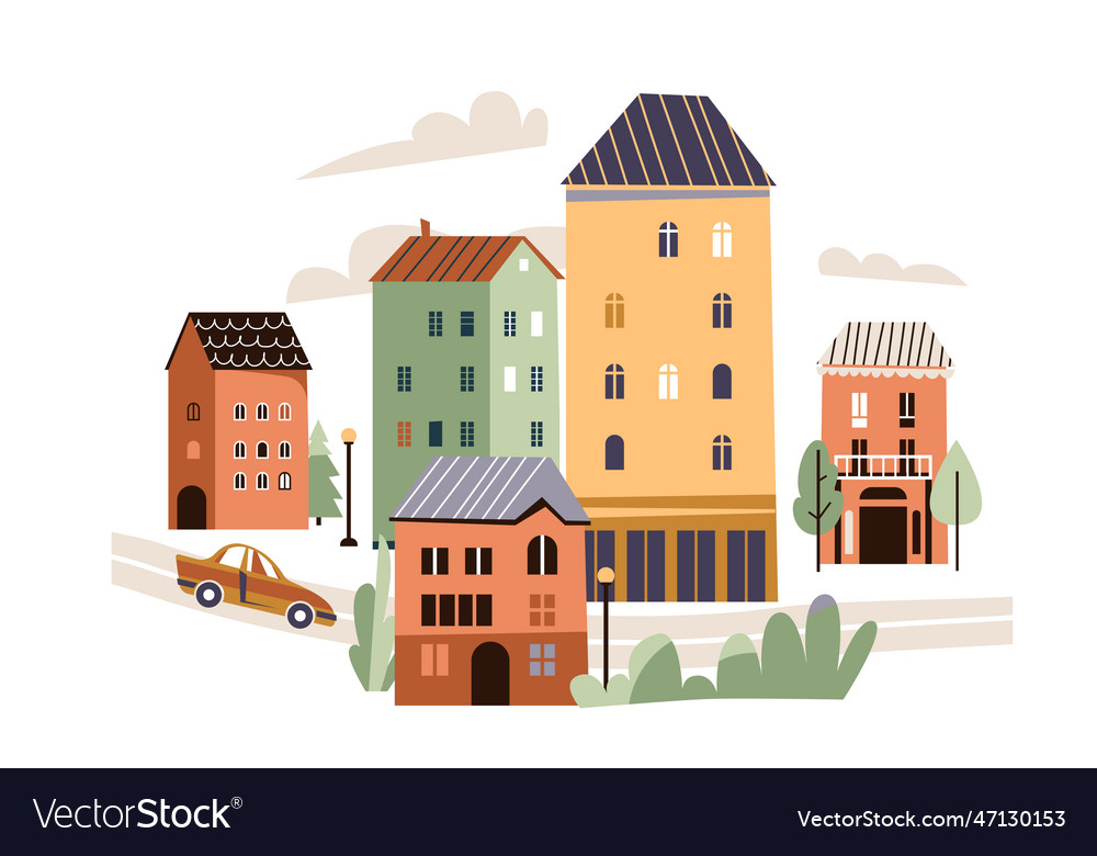 City street town landscape Royalty Free Vector Image