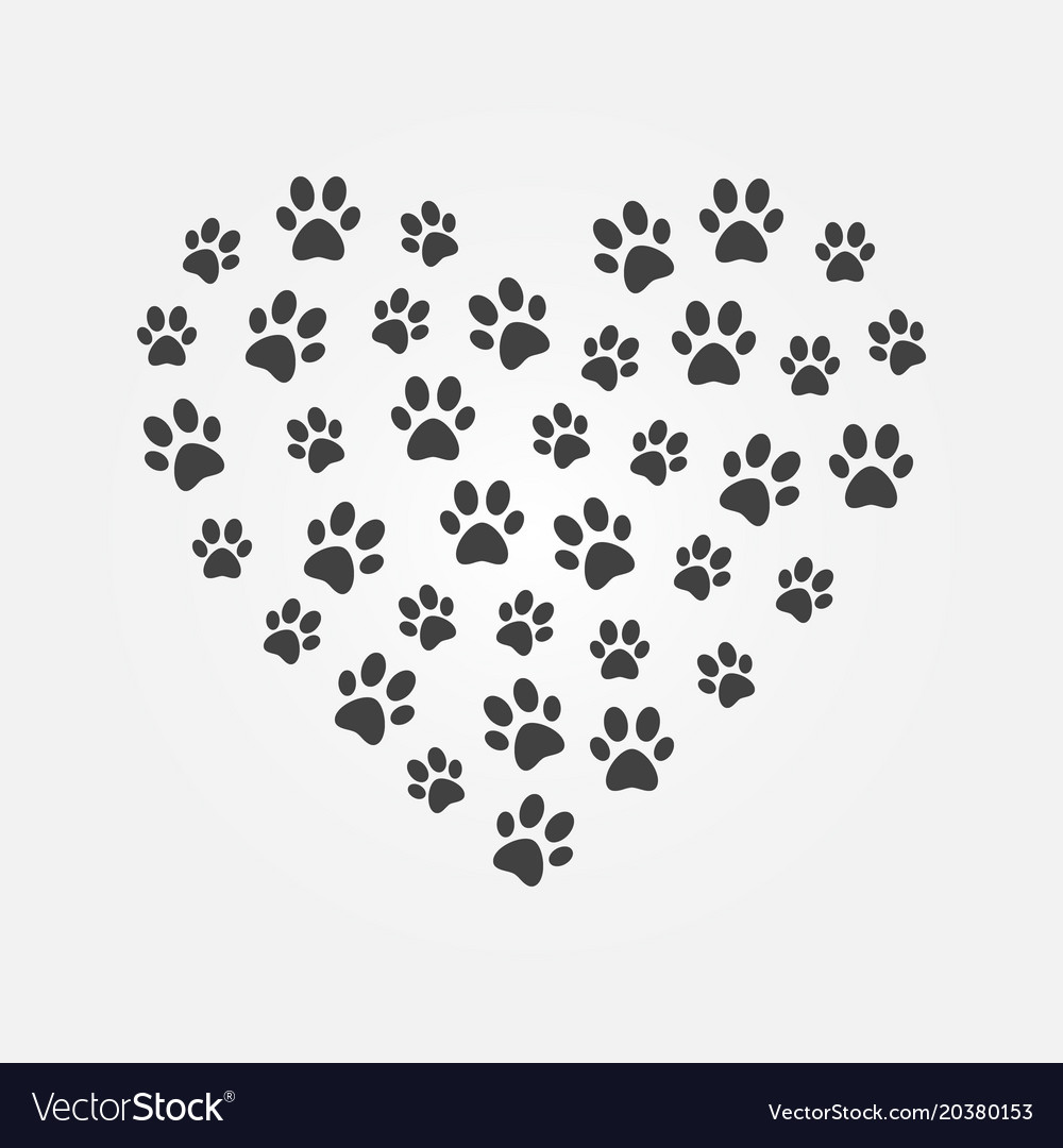 Dark cat footprints in heart shape Royalty Free Vector Image