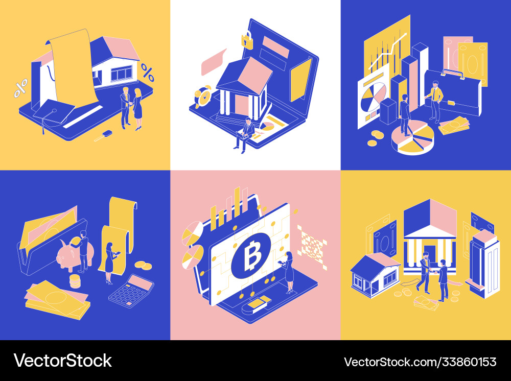 Finance isometric concept Royalty Free Vector Image