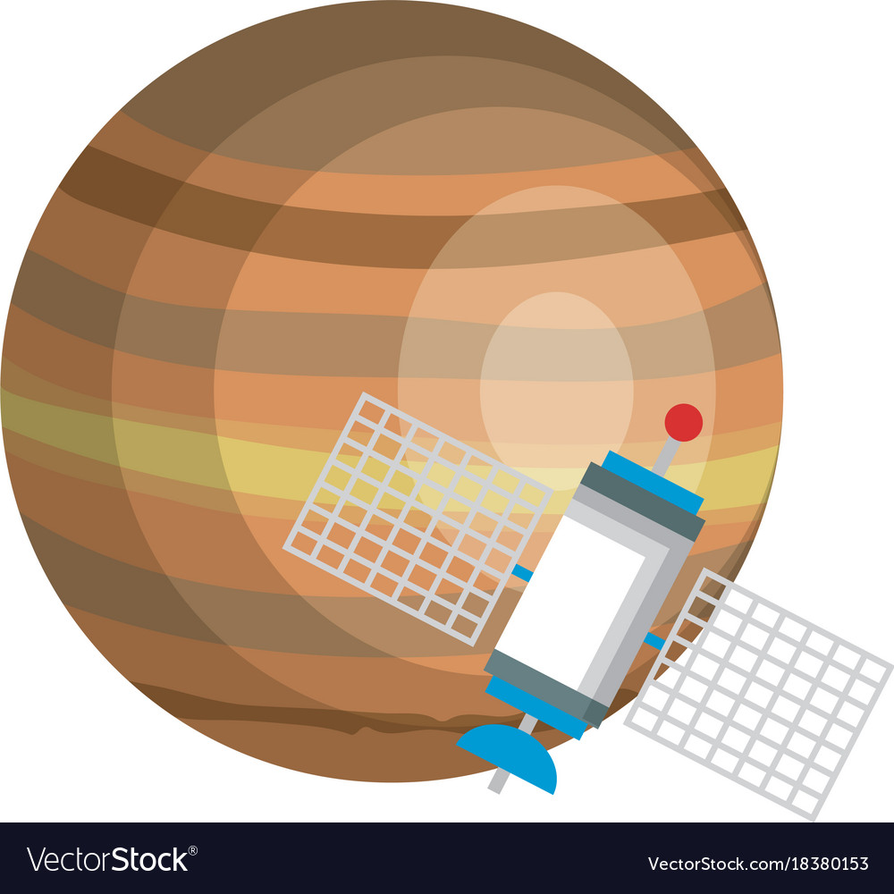 Venus planet with satellite Royalty Free Vector Image