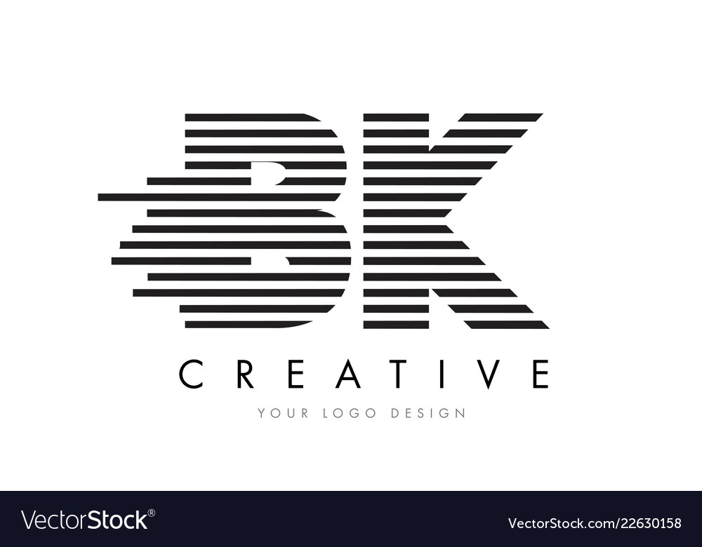 Bk b k zebra letter logo design with black Vector Image