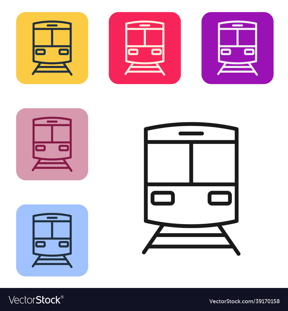 Black line train and railway icon isolated Vector Image