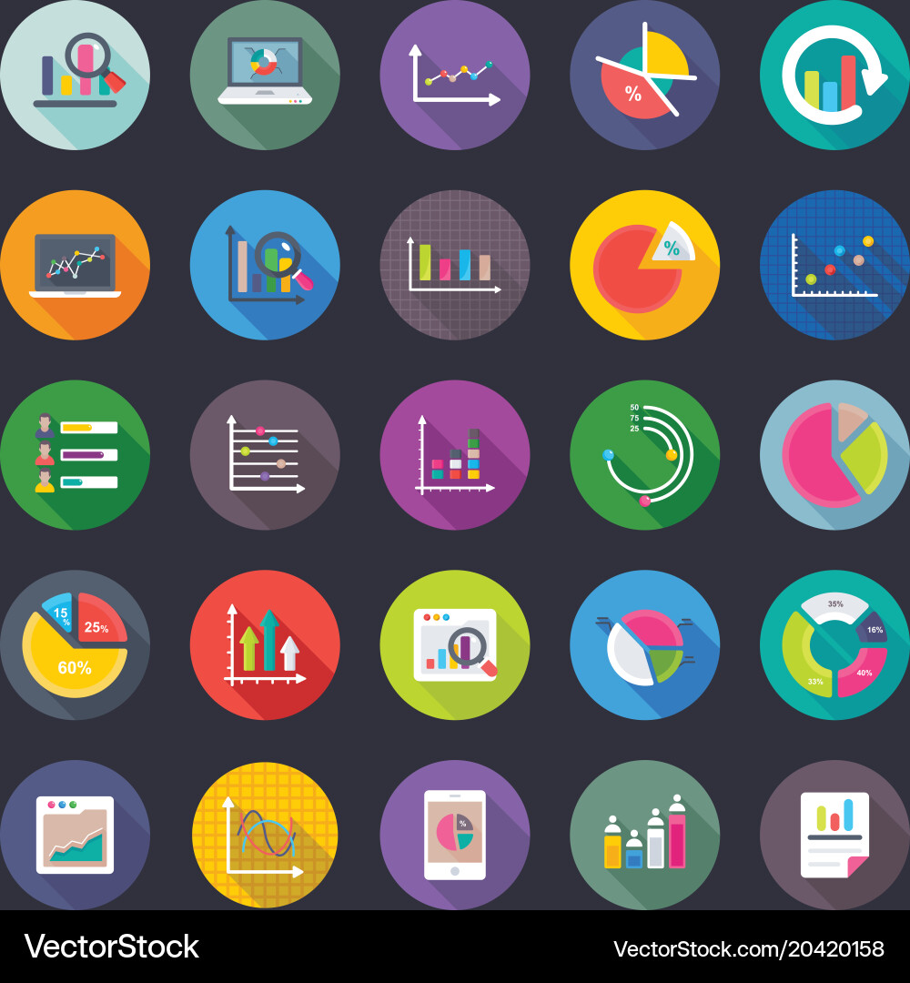 Collection flat reports and charts Royalty Free Vector Image