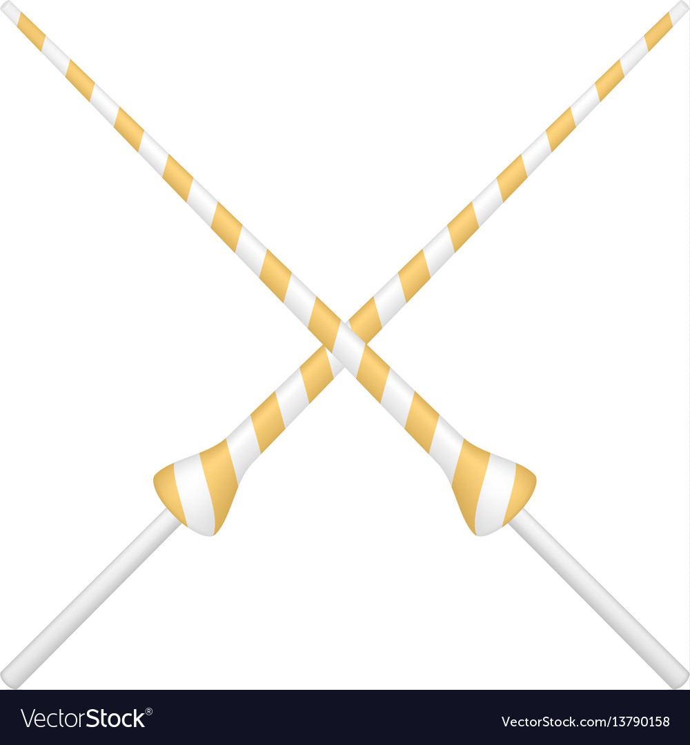 Two crossed lances in orange and white design Vector Image