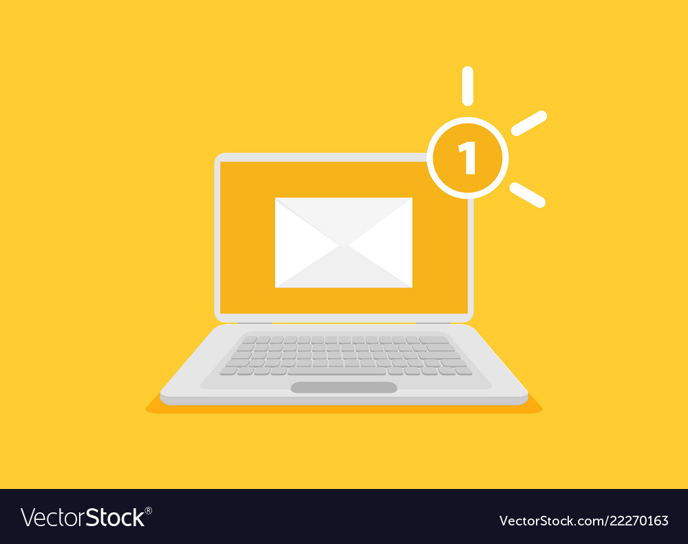 Flat one unread email message in laptop