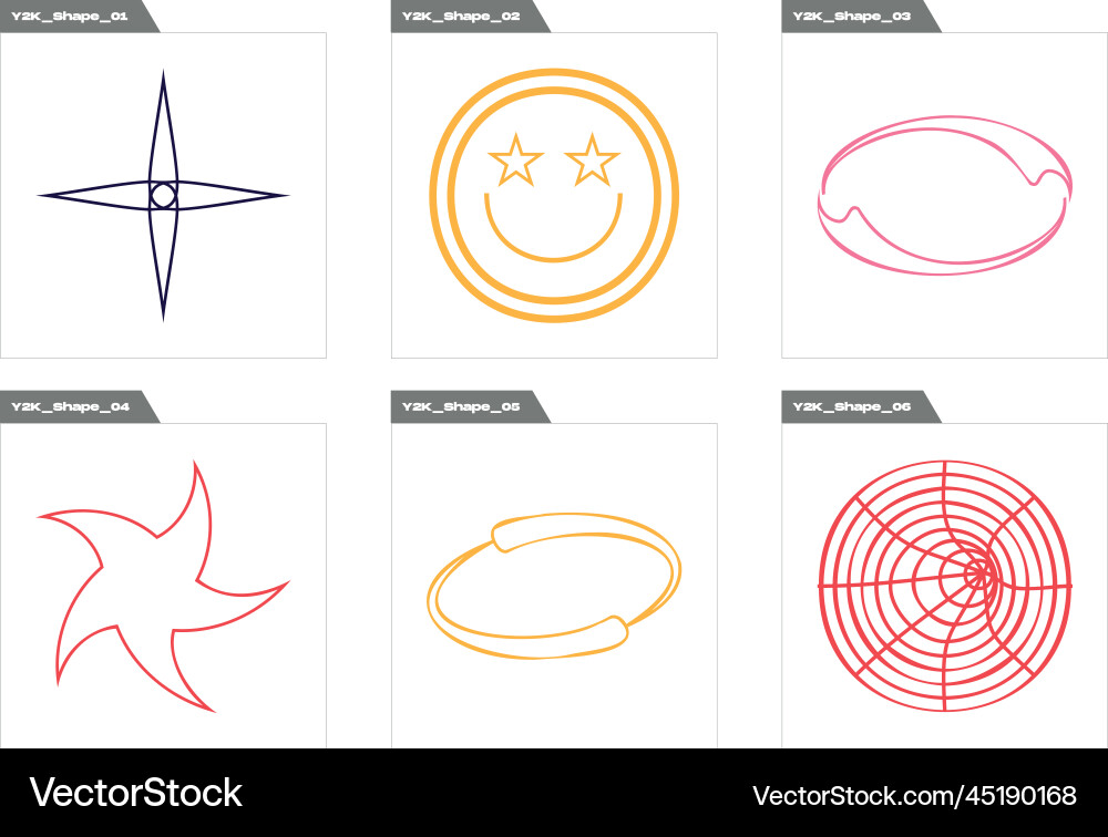 Collection of y2k elements rave psychedelic retro Vector Image