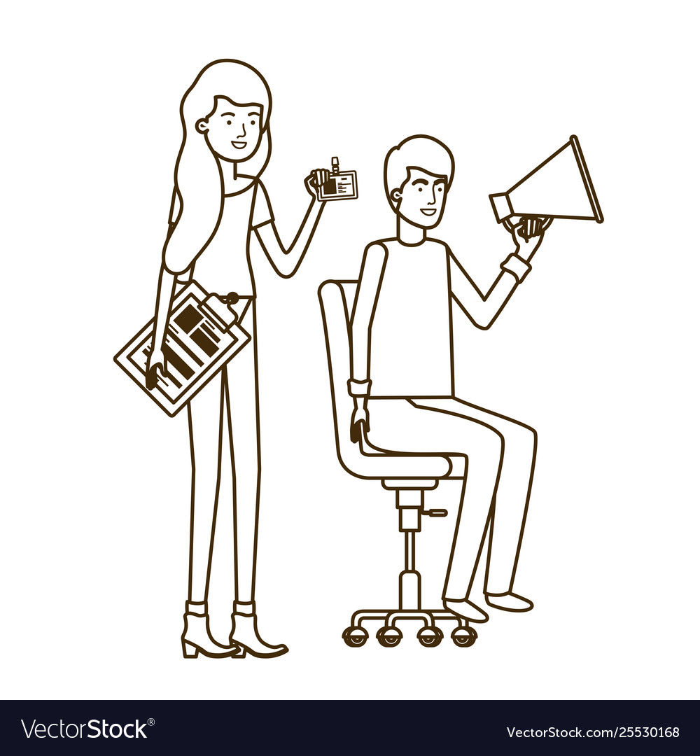 Couple with sitting in office chair avatar Vector Image