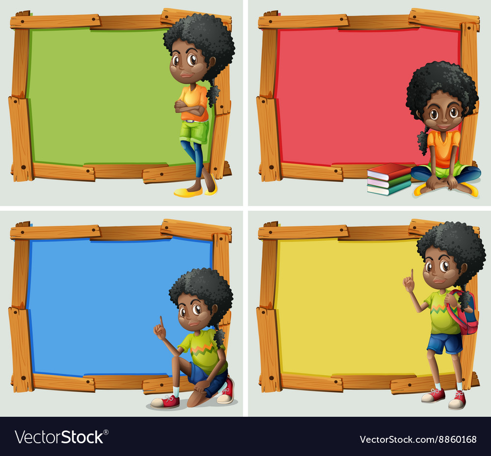 Frame design with african american girl Royalty Free Vector