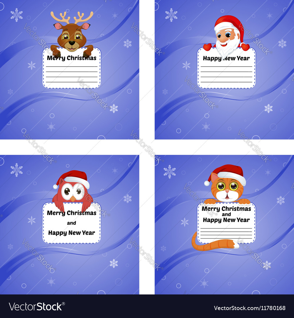 Greeting cards happy new year and merry christmas Vector Image