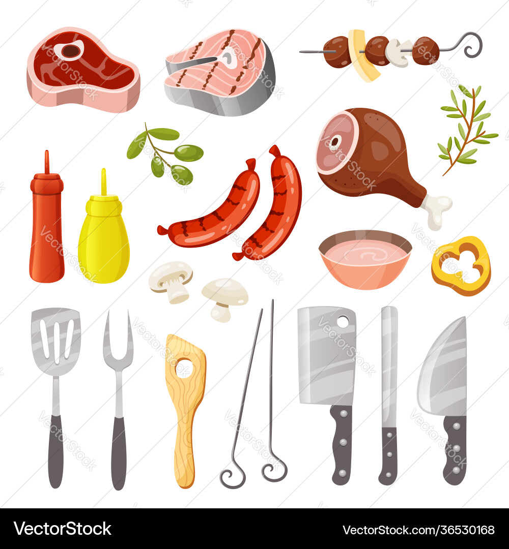 Isolated bbq party elements Royalty Free Vector Image