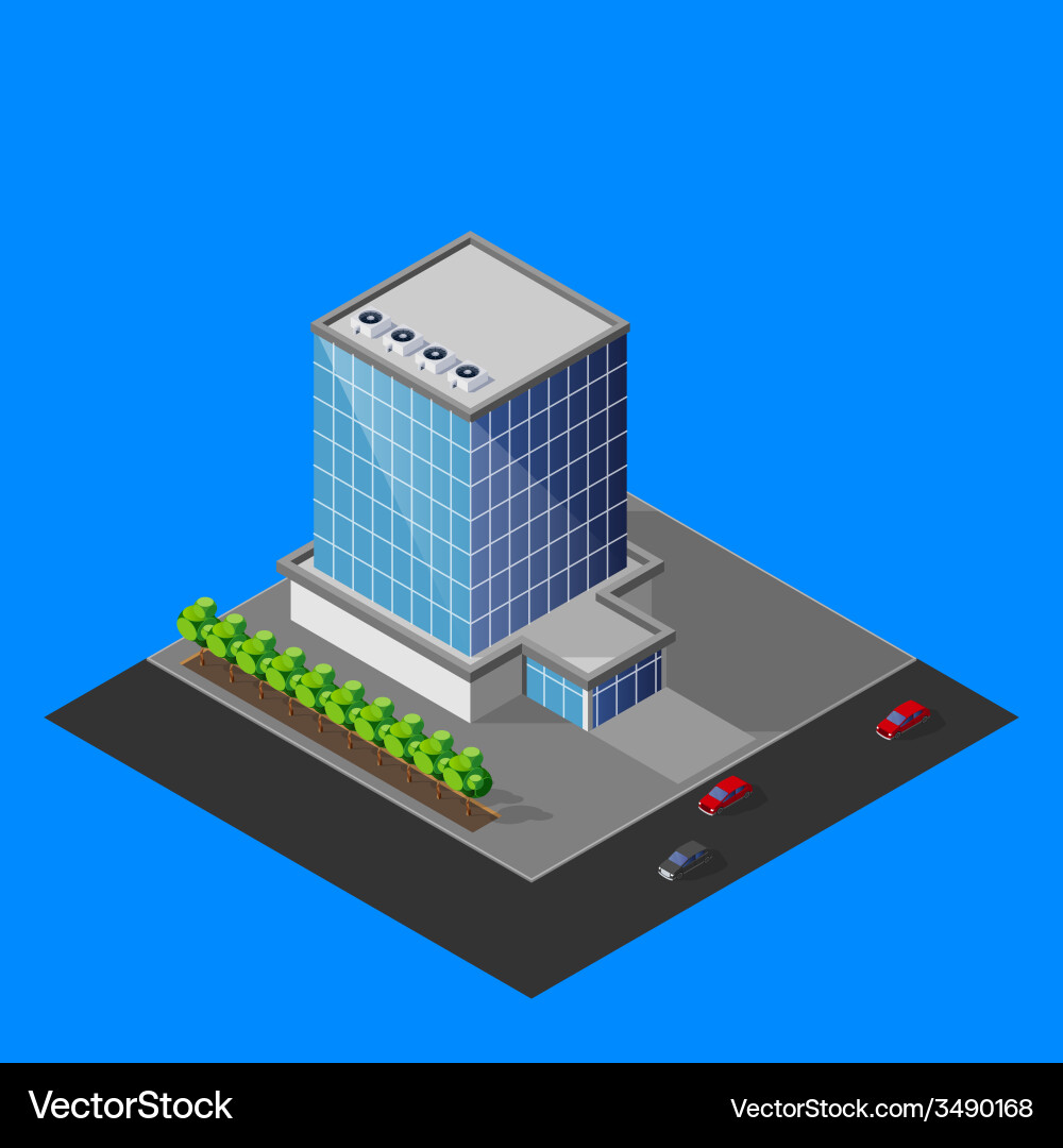 Isometric Business Center Building Royalty Free Vector Image