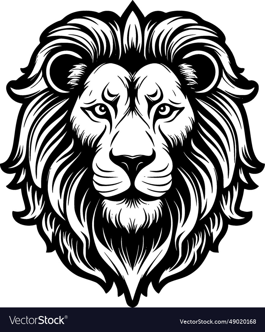 Lion - black and white Royalty Free Vector Image