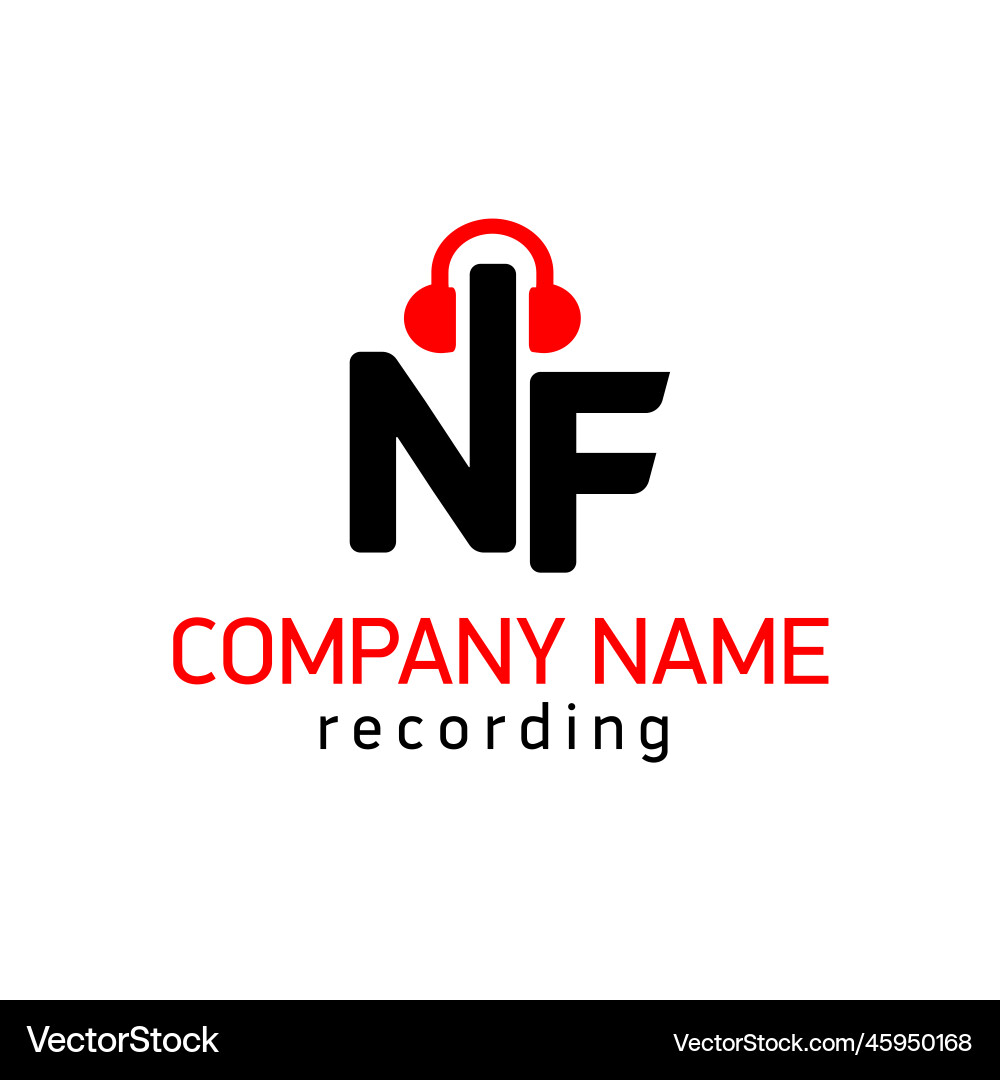 Music logo design element emblem monogram nf Vector Image