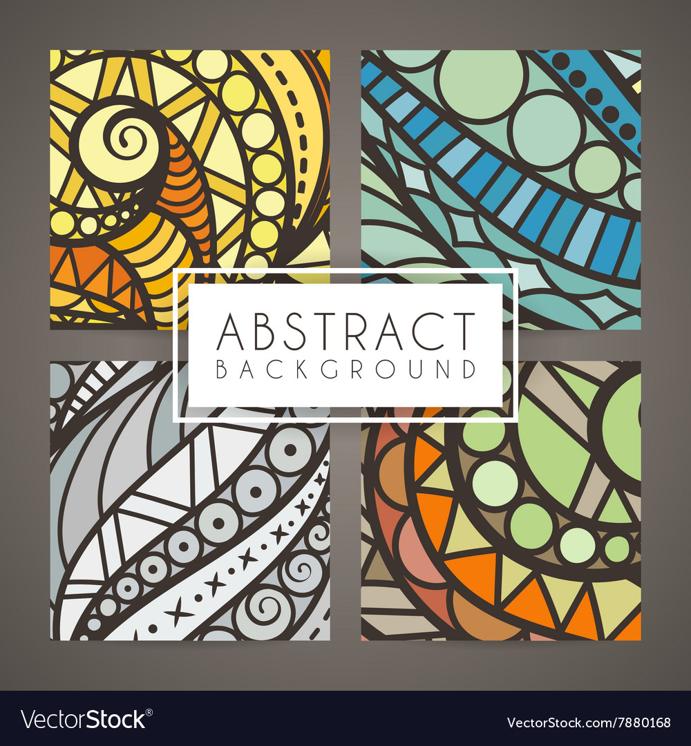 Set of four colorful intricate patterns Royalty Free Vector