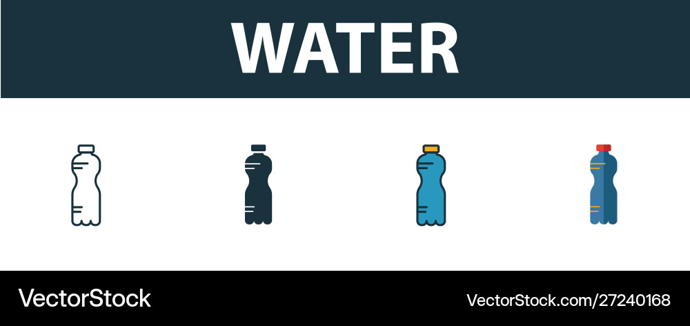 Water icon set premium symbol in different styles Vector Image