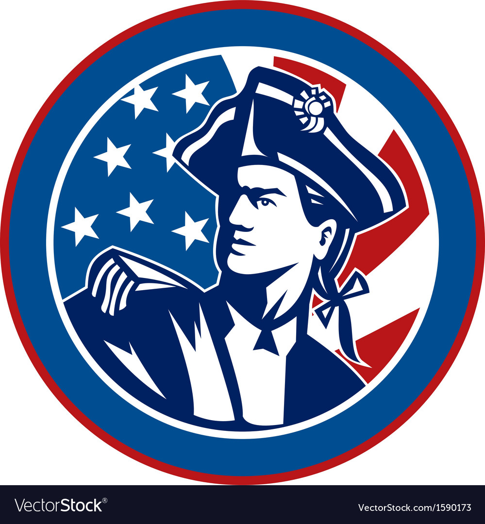 American revolutionary soldier with Stars and Vector Image