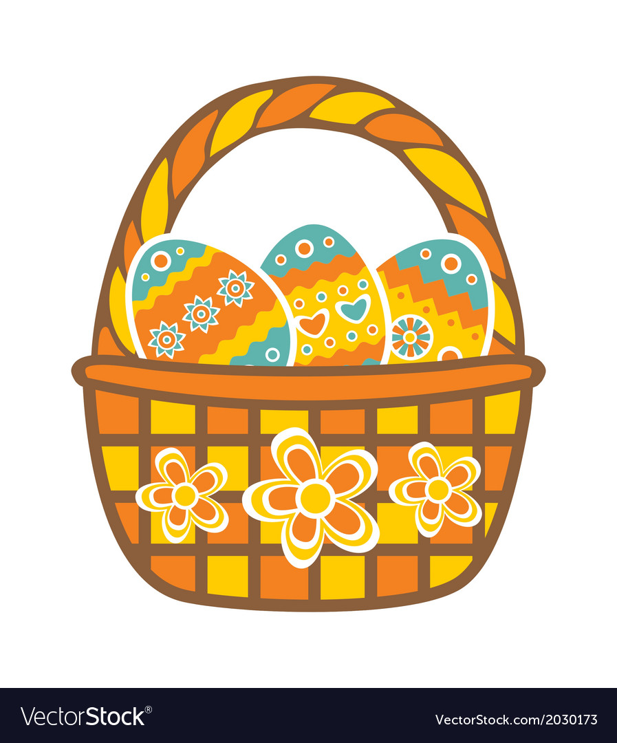 Basket with easter eggs Royalty Free Vector Image