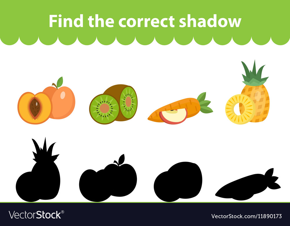 Children s educational game find correct shadow Vector Image